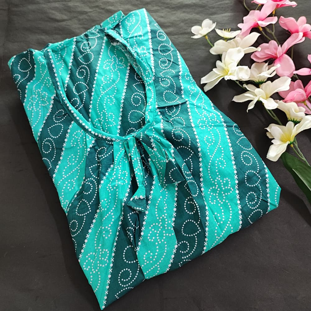 green 5XL-7XL Plus size Cotton Nighty with Beautiful Prints