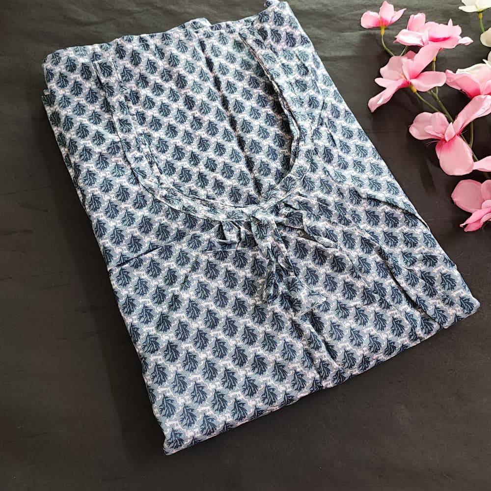 Grey 5XL-7XL Plus size Cotton Nighty with Beautiful Prints