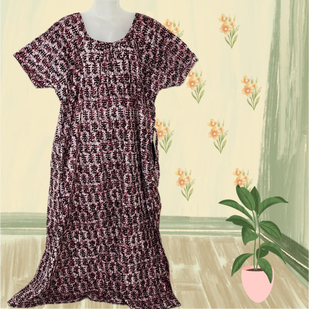 Coke colour 5XL-7XL Plus size Cotton Nighty with Beautiful Prints