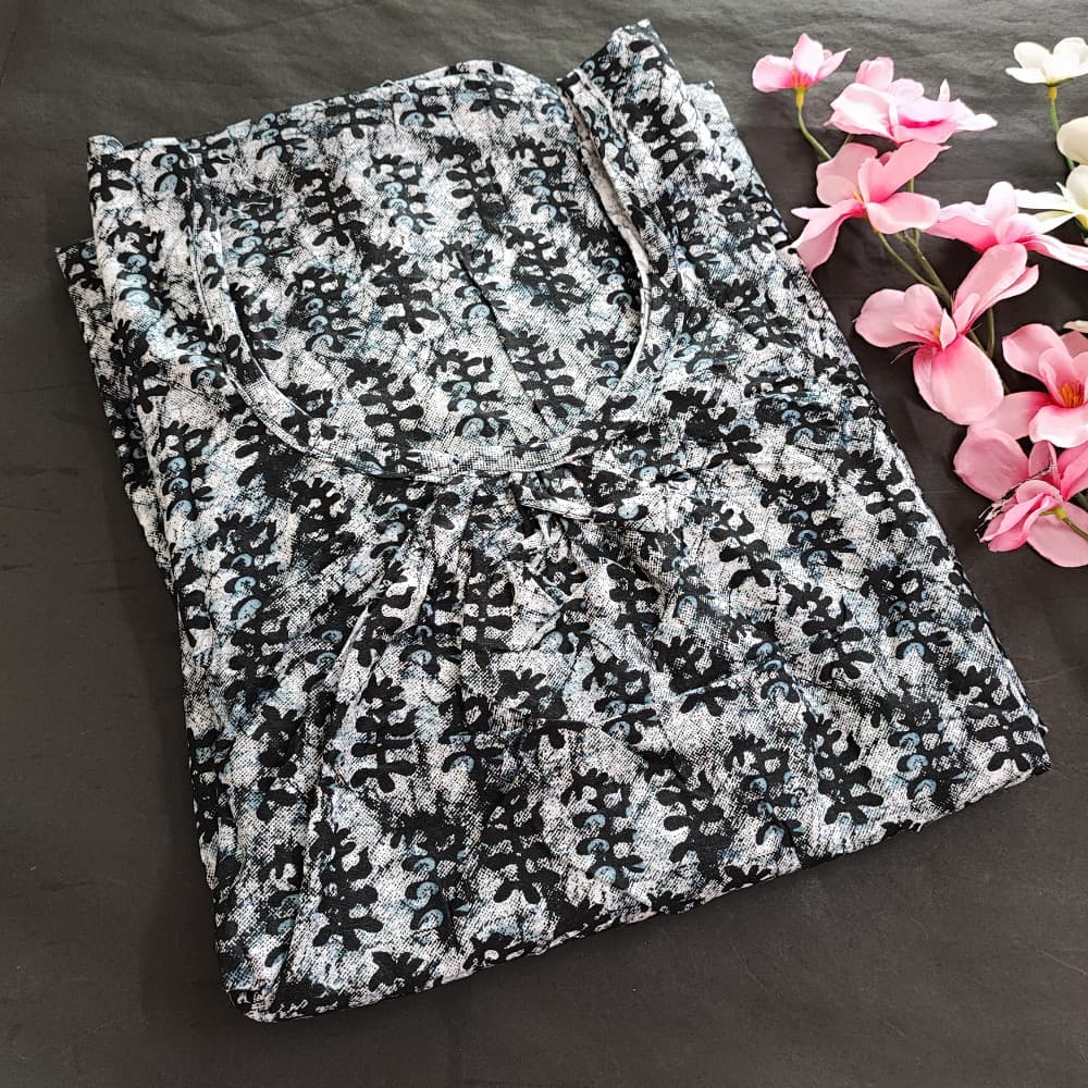Grey 5XL-7XL Plus size Cotton Nighty with Beautiful Prints