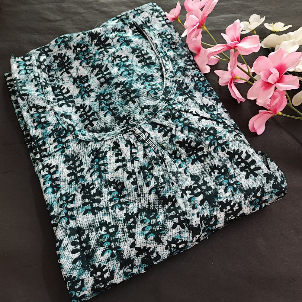 Bottle Green 5XL-7XL Plus size Cotton Nighty with Beautiful Prints