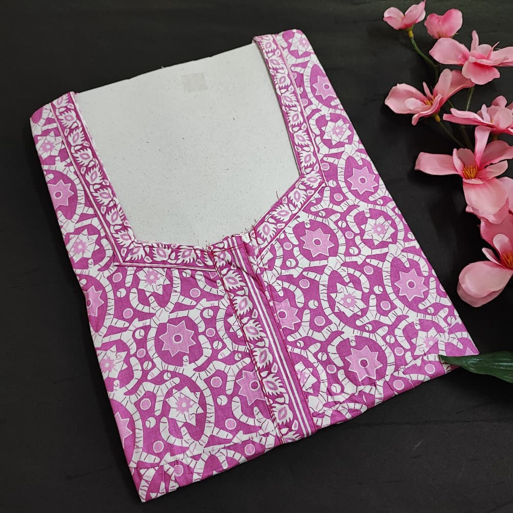 Pink 3XL-4XL Batik & Floral print Pure Cotton Nighty