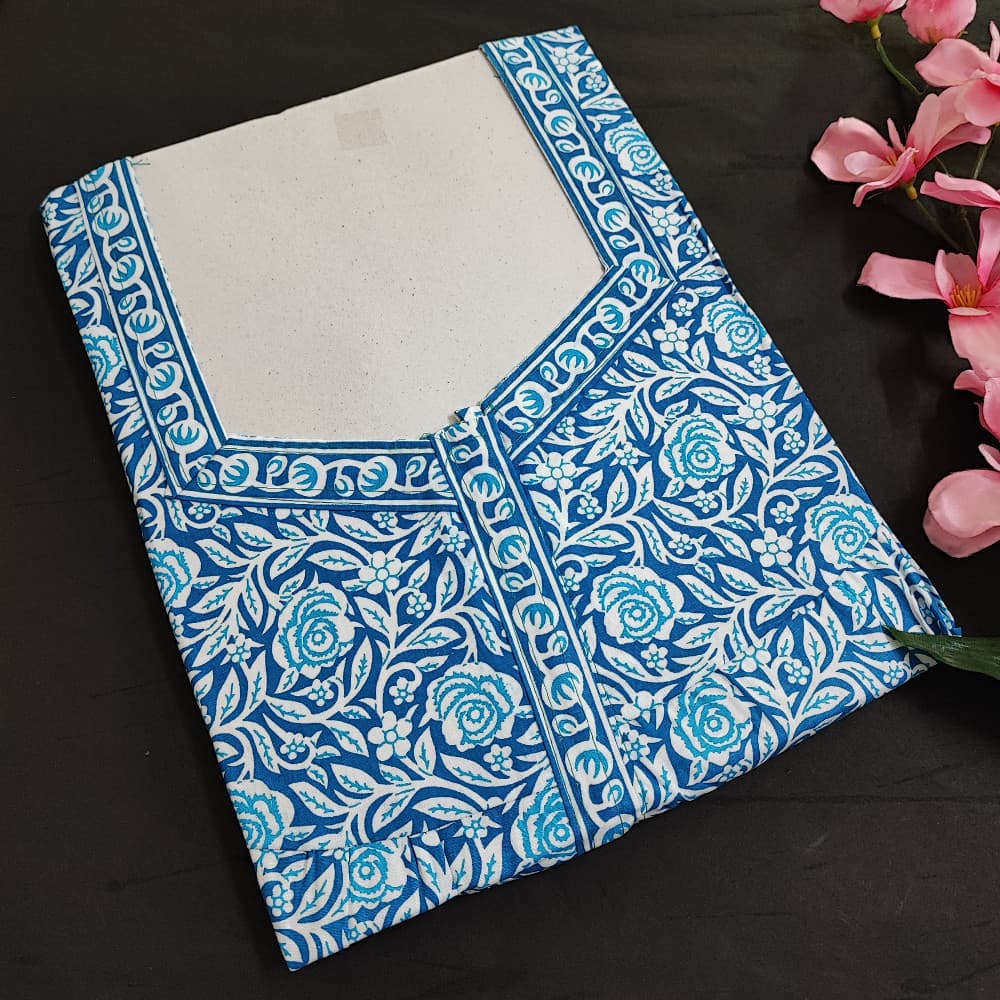 Blue 3XL-4XL Batik & Floral print Pure Cotton Nighty