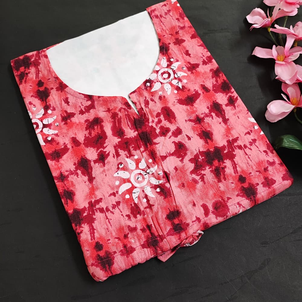 Indian Red Kaftan Nighty Pure Cotton