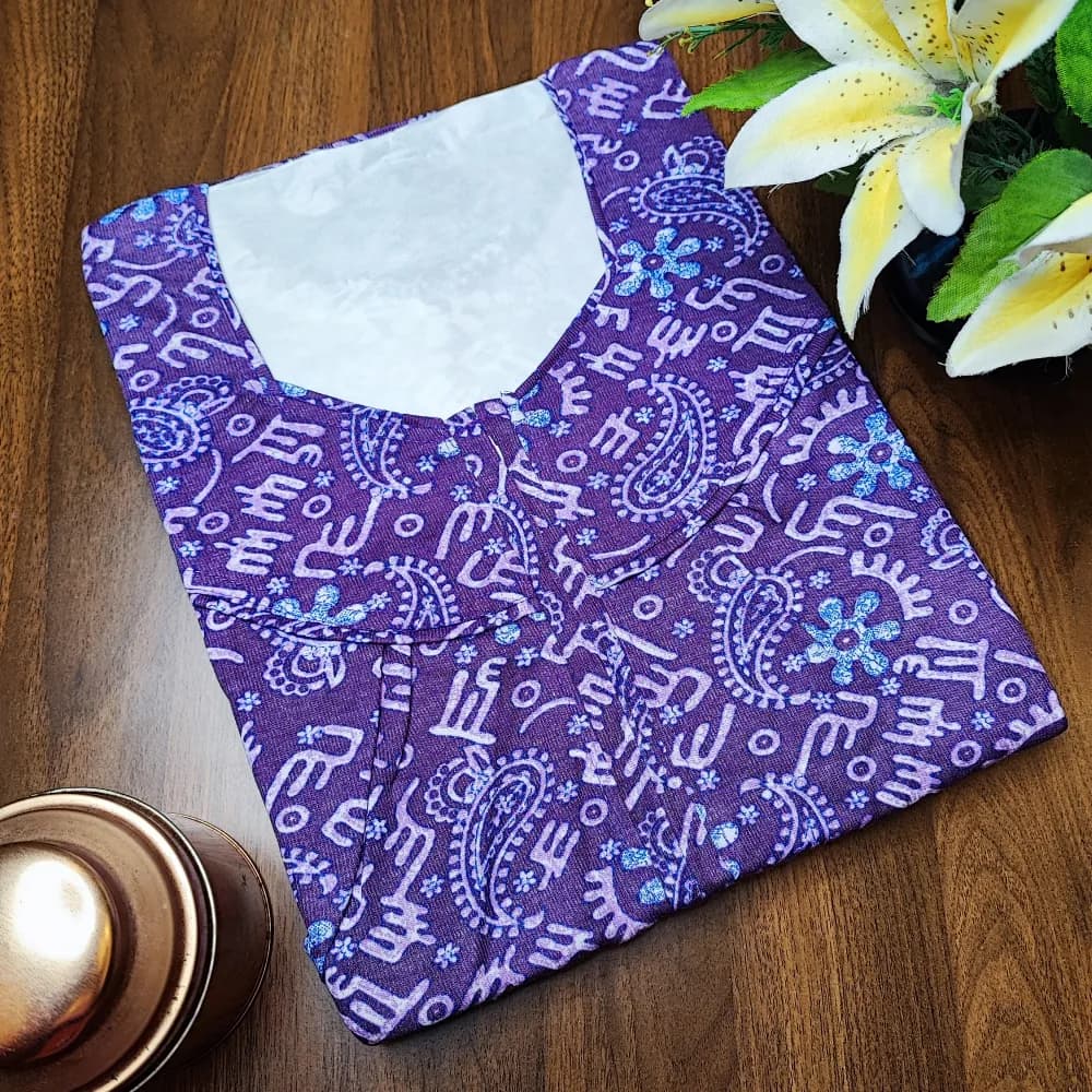 Purple Frill Sleeves pattern Hosiery Nighty for Women