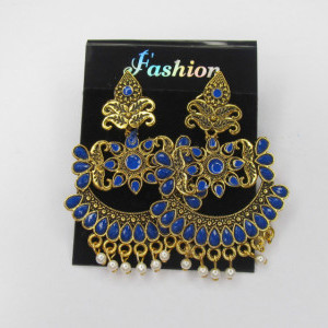 Blue color Fashion Jewellery - Women's Party wear Golden Earring