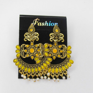Yellow color Fashion Jewellery - Women's Party wear Golden Earring