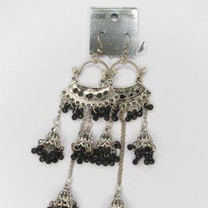 Black color Fashion Jewellery - Women's Silver Oxidised Earring