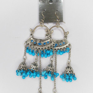 Blue color Fashion Jewellery - Women's Silver Oxidised Earring