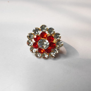 Red color Fashion Jewellery - Women's Gold Plated Diamond Cocktail Ring