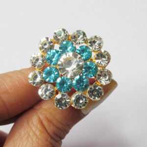 Light blue color Fashion Jewellery - Women's Gold Plated Diamond Cocktail Ring