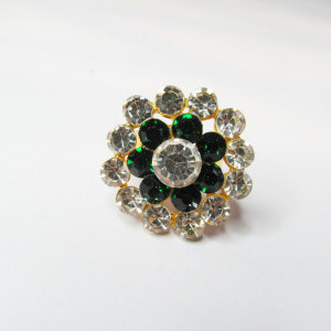 Dark Green color Fashion Jewellery - Women's Gold Plated Diamond Cocktail Ring