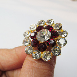 Maroon color Fashion Jewellery - Women's Gold Plated Diamond Cocktail Ring