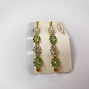 Green color Accessories - Party wear hair Clips Diamond Bobby Pins