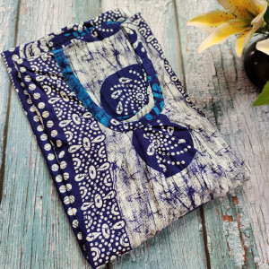 Blue color Nightwear - Batik Cotton Printed Nighty for women