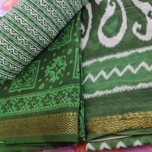 Green color Unstitched Suits - Casual Wear Cotton Suit