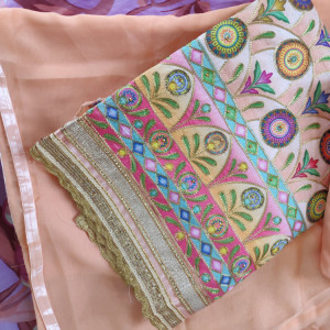 Peach color Unstitched Suits - Festive Wear Suit