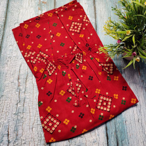 Red color Nightwear - Elastic Square Neck Pure Cotton Nighty for Women