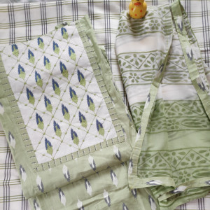 Light Green color Unstitched Suits - Casual Wear Suit