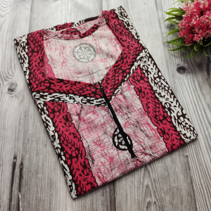 Pink color Nightwear - Batik Print Cotton Nighty for Ladies 