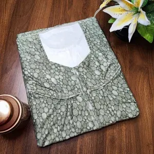 Light Green color Nightwear - Plus size Hosiery Nighty for Women 