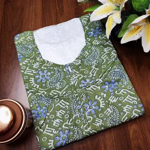 Green color Nightwear - Frill Sleeves pattern Hosiery Nighty for Women 