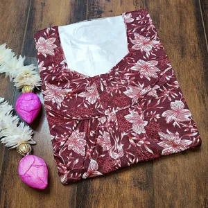 Maroon color Nightwear - Frill Sleeves pattern Hosiery Nighty for Women 