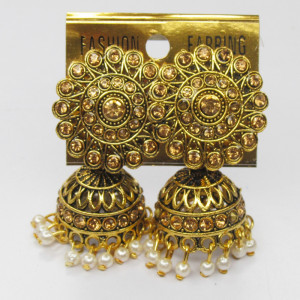 Golden color Fashion Jewellery - Women's Golden Jhumka style Earring